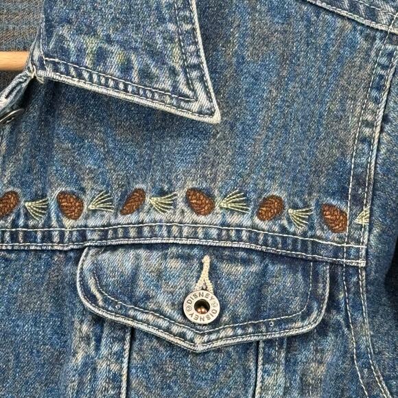 Vtg 90s Disney Store Winnie the Pooh Friends Knotty Pine Trail Denim Jacket Sz S - Picture 5 of 9